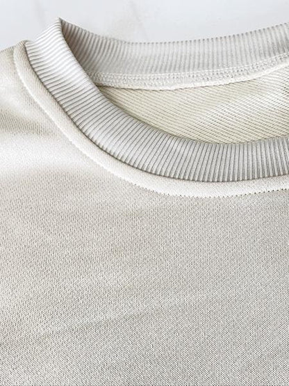 Women's Solid Drop Shoulder Split Hem Sweatshirt & Pants Two-piece Set, Casual Fashion Cozy Breathable Outfits for Daily Outdoor Wear, Ladies Sportswear for All Seasons