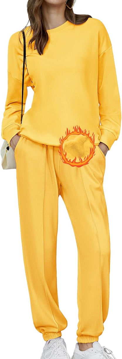 🎄Christmas Sale🔥Women's Two-Piece Oversized Fleece Sweatsuit Outfit Winter Sherpa Lined Sweatshirt and Sweatpants Sets